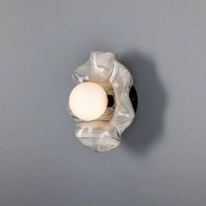 Rivale IP44 Bathroom Wall Light with Wavy Marbled Shade