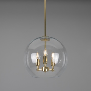 Clermont Modern Mini Chandelier with Open Glass Globe, Three-Light