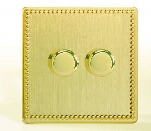 LED Dimmer Switch 120w - Brushed Brass - 1- 4 Gang