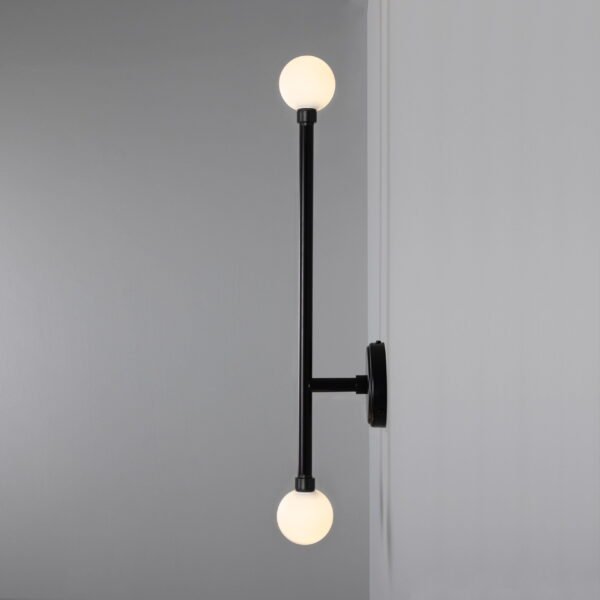 Gunning Double Globe Slim Bathroom Wall Light 71cm IP44 - Image 4