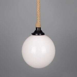 Azores IP44 Jute Rope Pendant Light with 30cm Opal Glass Globe Glass Globe IP44 Lights Great Lighting UK Ltd