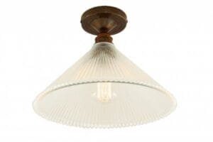 Hanoi Vintage Flush 30cm Holophane Ceiling Light Holophane Ceiling Fittings Great Lighting UK Ltd