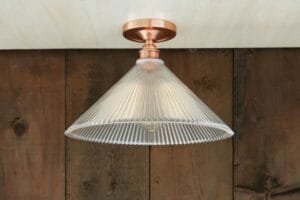 Hanoi Vintage Flush 30cm Holophane Ceiling Light Holophane Ceiling Fittings Great Lighting UK Ltd