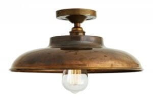 Telal Industrial Factory 32cm Ceiling Light Flush Brass Lights Great Lighting UK Ltd