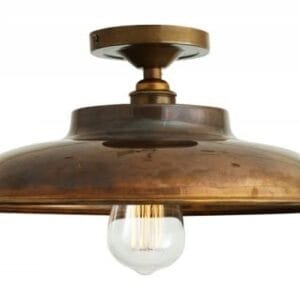 Telal Minimalist Factory Ceiling Light Flush Brass Lights Great Lighting UK Ltd