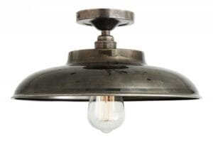 Telal Industrial Factory 32cm Ceiling Light Flush Brass Lights Great Lighting UK Ltd