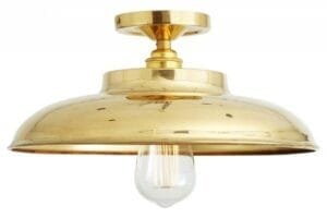 Telal Industrial Factory 32cm Ceiling Light Flush Brass Lights Great Lighting UK Ltd