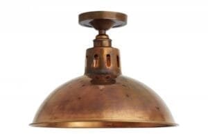 Paris Industrial Brass 30cm Ceiling Light Flush Brass Lights Great Lighting UK Ltd