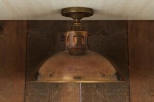 Paris Industrial Brass 30cm Ceiling Light Flush Brass Lights Great Lighting UK Ltd