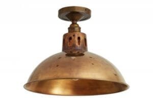 Paris Industrial Brass 30cm Ceiling Light Flush Brass Lights Great Lighting UK Ltd
