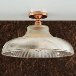 Mono Industrial Railway Flush Ceiling Light 40 cm Holophane Ceiling Fittings Great Lighting UK Ltd