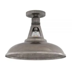 Geneva Industrial Flush 30cm Ceiling Light Flush Brass Lights Great Lighting UK Ltd