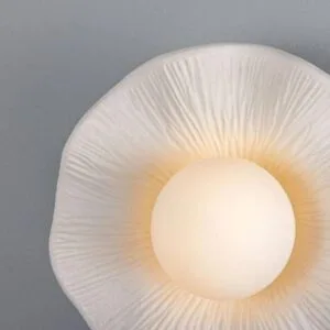 Rivale IP44 Bathroom Wall Light With Wavy Shade, Matte White Striped Ceramic Bathroom Sconces Great Lighting UK Ltd