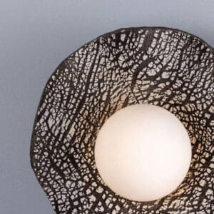 Rivale Bathroom Wall Light Wavy Ceramic Black Clay IP44 Ceramic Bathroom Sconces Great Lighting UK Ltd