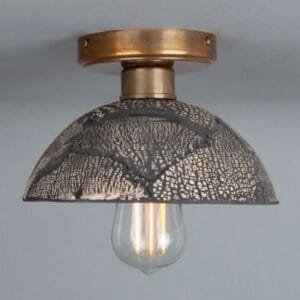 Kauri Organic Ceramic Dome Ceiling Light 20cm, Black Clay Ceramic Ceiling Lights Great Lighting UK Ltd