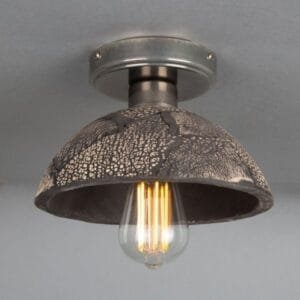 Kauri Organic Ceramic Dome Ceiling Light 20cm, Black Clay Ceramic Ceiling Lights Great Lighting UK Ltd