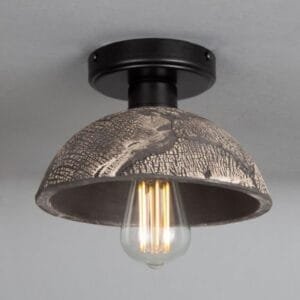 Kauri Organic Ceramic Dome Ceiling Light 20cm, Black Clay Ceramic Ceiling Lights Great Lighting UK Ltd