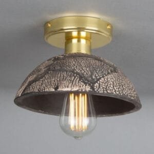 Kauri Organic Ceramic Dome Ceiling Light 20cm, Black Clay Ceramic Ceiling Lights Great Lighting UK Ltd