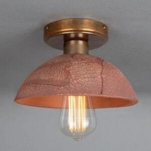 Kauri Organic Ceramic Dome Ceiling Light 20cm, Red Iron Ceramic Ceiling Lights Great Lighting UK Ltd