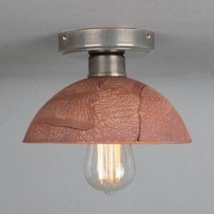 Kauri Organic Ceramic Dome Ceiling Light 20cm, Red Iron Ceramic Ceiling Lights Great Lighting UK Ltd