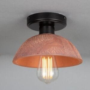 Kauri Organic Ceramic Dome Ceiling Light 20cm, Red Iron Ceramic Ceiling Lights Great Lighting UK Ltd