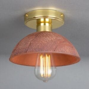 Kauri Organic Ceramic Dome Ceiling Light 20cm, Red Iron Ceramic Ceiling Lights Great Lighting UK Ltd