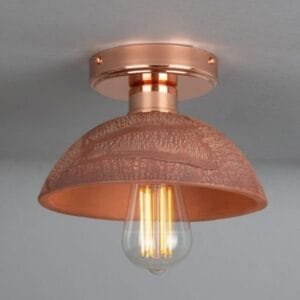 Kauri Organic Ceramic Dome Ceiling Light 20cm, Red Iron Ceramic Ceiling Lights Great Lighting UK Ltd