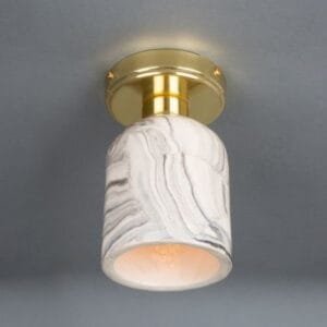 Osier Marbled Ceramic Flush Ceiling Light 11.5cm Ceramic Ceiling Lights Great Lighting UK Ltd