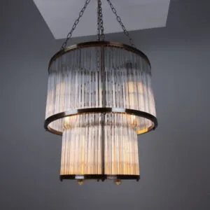 Caledon Two-Tier Chandelier with Glass Rods Large Multi-Light Chandeliers Great Lighting UK Ltd