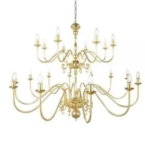 Flemish Candle-Style Brass Two-Tier Chandelier, 20-Light Large Multi-Light Chandeliers Great Lighting UK Ltd