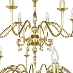 Flemish Candle-Style Brass Two-Tier Chandelier, 20-Light Large Multi-Light Chandeliers Great Lighting UK Ltd