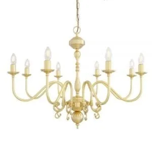 Flemish Candle-Style Brass Single Tier Chandelier, Eight-Light Four to Six Arm Pendants Great Lighting UK Ltd