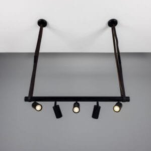 Holmes Linear Island Pendant with Leather Straps, Five-Light Large Single - 3 Arm Pendants Great Lighting UK Ltd