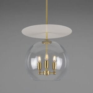 Casablanca Modern Open Glass Globe Mini Chandelier with Disc, Three-Light Large Single - 3 Arm Pendants Great Lighting UK Ltd