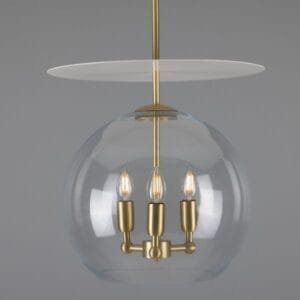 Casablanca Modern Open Glass Globe Mini Chandelier with Disc, Three-Light Large Single - 3 Arm Pendants Great Lighting UK Ltd