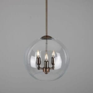 Modern Chandelier Three Light Open Glass Globe | The Clermont Large Single - 3 Arm Pendants Great Lighting UK Ltd