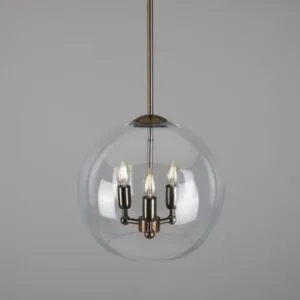 Modern Chandelier Three Light Open Glass Globe | The Clermont Bedroom Pendant Lights Great Lighting UK Ltd