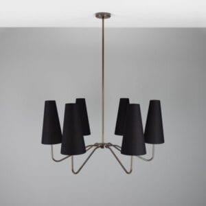 Para Modern Brass Chandelier with Fabric Shades, Six-Arm Four to Six Arm Pendants Great Lighting UK Ltd