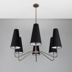 Para Modern Brass Chandelier with Fabric Shades, Six-Arm Four to Six Arm Pendants Great Lighting UK Ltd