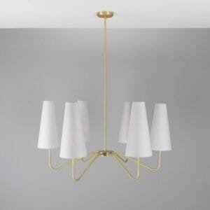 Para Modern Brass Chandelier with Fabric Shades, Six-Arm Four to Six Arm Pendants Great Lighting UK Ltd