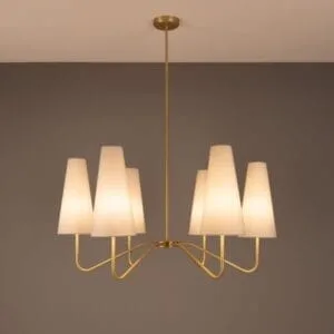 Para Modern Brass Chandelier with Fabric Shades, Six-Arm Four to Six Arm Pendants Great Lighting UK Ltd