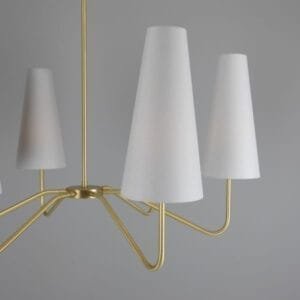 Para Modern Brass Chandelier with Fabric Shades, Six-Arm Four to Six Arm Pendants Great Lighting UK Ltd