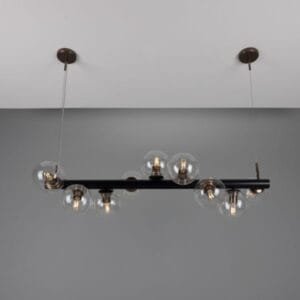 Moriarty Linear Island Pendant Light, Nine-Light Four to Six Arm Pendants Great Lighting UK Ltd