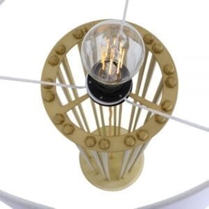 Banjul Contemporary Brass Floor Lamp with Fabric Shade Floor Lamps Great Lighting UK Ltd