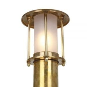 Yarrow Brass Outdoor Bollard Pillar Light IP53 Brass Outdoor Lights Great Lighting UK Ltd