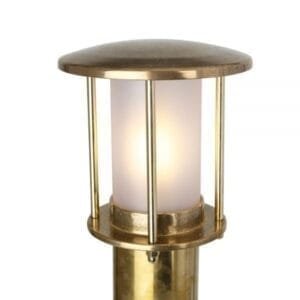 Yarrow Brass Outdoor Bollard Pillar Light IP53 Brass Outdoor Lights Great Lighting UK Ltd