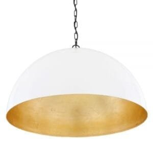 Large White Goma Gold Leaf Dome Pendant Brass & Moroccan Pendants Great Lighting UK Ltd