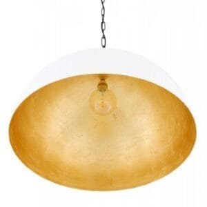 Large White Goma Gold Leaf Dome Pendant Brass & Moroccan Pendants Great Lighting UK Ltd