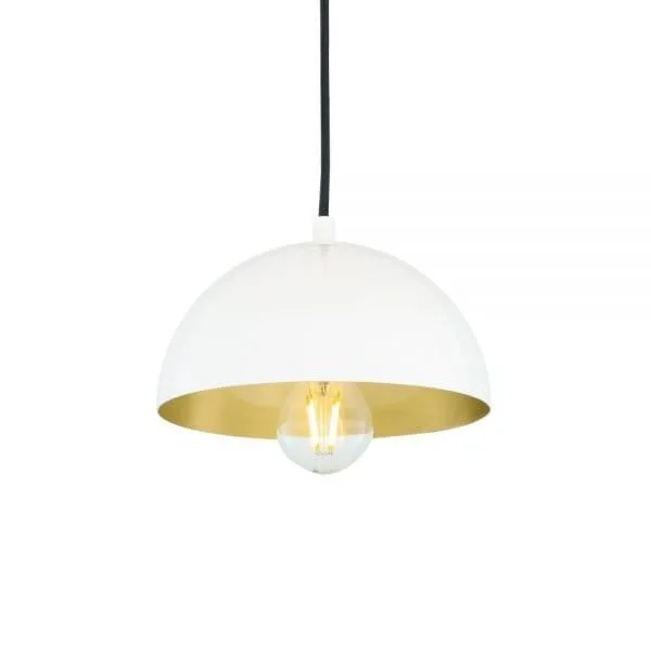 Avon Small 20cm Dome Pendant with Brass Interior Bedroom Pendant Lights Great Lighting UK Ltd
