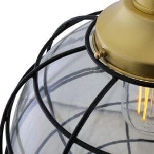 Hudson Glass Globe Cage Pendant Light 30cm Glass & Globe Lights Great Lighting UK Ltd